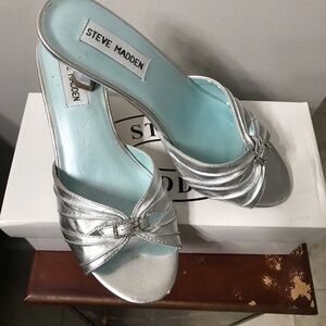 Silver formal mules